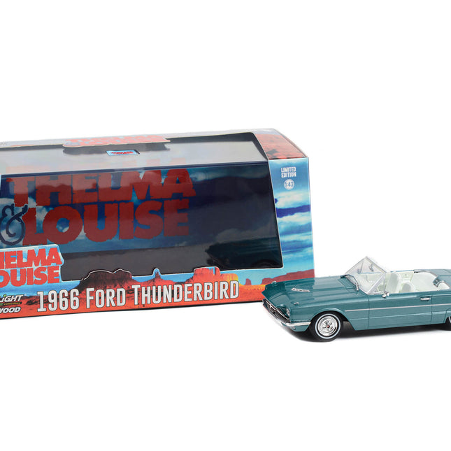 1966 Ford Thunderbird Convertible Light Blue Metallic with White Interior "Thelma & Louise" (1991) Movie "Hollywood" Series 1/43 Diecast Model Car by Greenlight