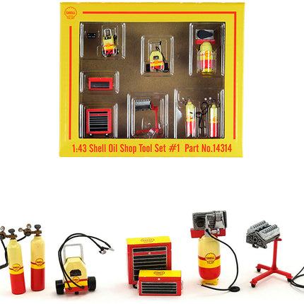 "Shell Oil" Shop Tools Set of 7 pieces 1/43 Diecast Models by GMP