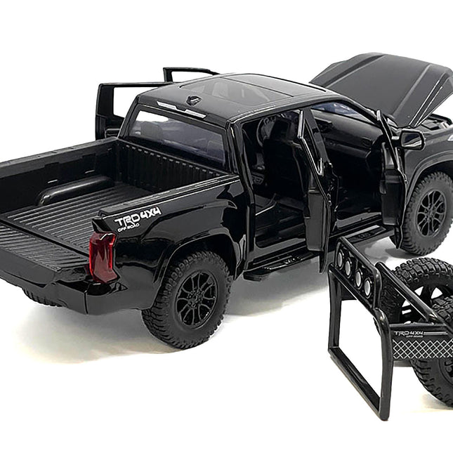 2023 Toyota Tundra TRD 4x4 Pickup Truck Black with Sunroof and Wheel Rack 1/24 Diecast Model Car