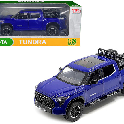 2023 Toyota Tundra TRD 4x4 Pickup Truck Blue Metallic with Sunroof and Wheel Rack 1/24 Diecast Model Car