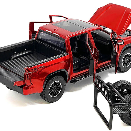 2023 Toyota Tundra TRD 4x4 Pickup Truck Red Metallic with Sunroof and Wheel Rack 1/24 Diecast Model Car