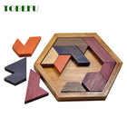 Wooden Geometric Shape Jigsaw Board Puzzle for Kids - Brain Teaser & Educational Toy