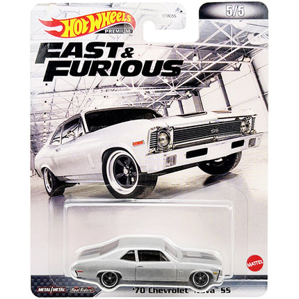 1970 Chevrolet Nova SS Silver Metallic with Black Stripes "Fast & Furious" Series Diecast Model Car by Hot Wheels