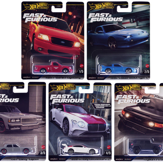 "Fast & Furious" 2024 5 piece Set H Diecast Model Cars by Hot Wheels