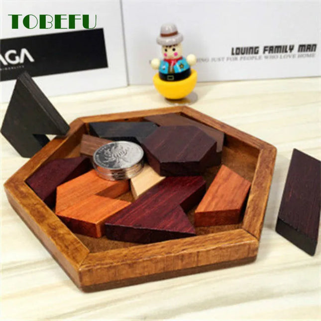 Wooden Geometric Shape Jigsaw Board Puzzle for Kids - Brain Teaser & Educational Toy