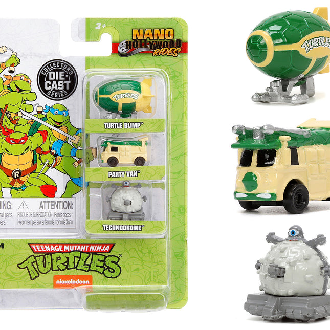 "Teenage Mutant Ninja Turtles" 3 piece Set "Nickelodeon" "Nano Hollywood Rides" Series Diecast Model Cars by Jada