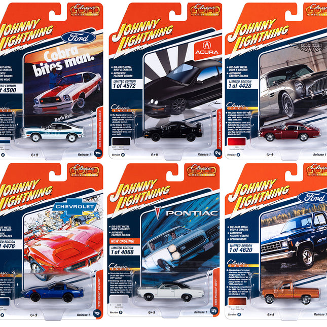 "Classic Gold Collection" 2023 Set B of 6 Cars Release 1 1/64 Diecast Model Cars by Johnny Lightning