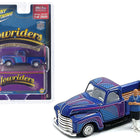 1950 Chevrolet 3100 Pickup Truck Lowrider Blue with Graphics and Diecast Figure Limited Edition to 3600 pieces Worldwide 1/64 Diecast Model Car by Johnny Lightning