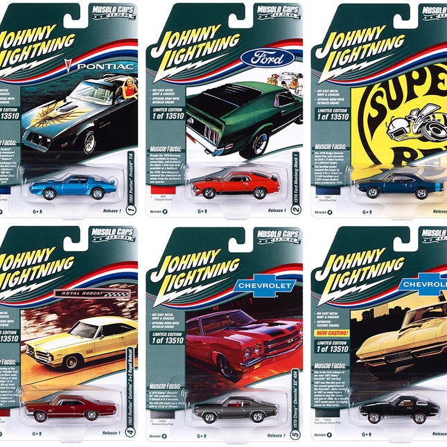 "Muscle Cars USA" 2022 Set B of 6 pieces Release 1 1/64 Diecast Model Cars by Johnny Lightning