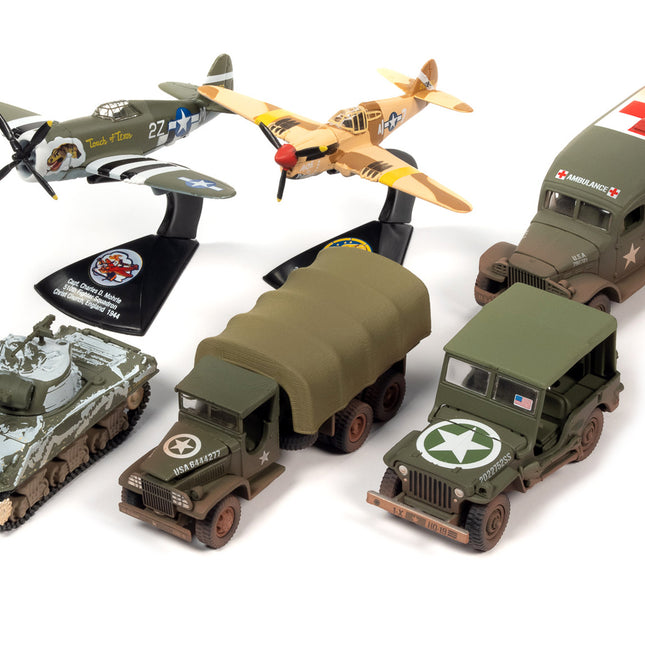 "WWII Warriors: European Theater" Military 2022 Set B of 6 pieces Release 2 Limited Edition to 2000 pieces Worldwide Diecast Model Cars by Johnny Lightning