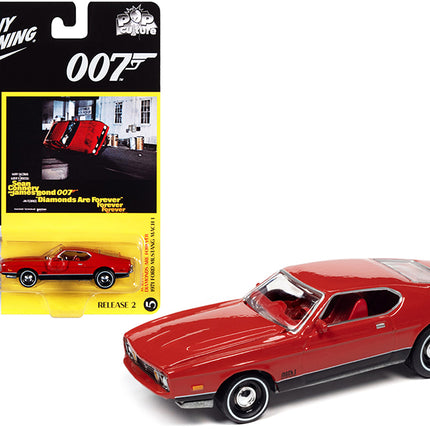 1971 Ford Mustang Mach 1 Bright Red with Black Bottom (James Bond 007) "Diamonds Are Forever" (1971) Movie "Pop Culture" Series 1/64 Diecast Model Car by Johnny Lightning