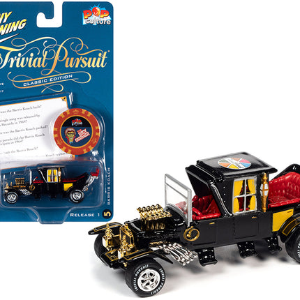 Barris Koach (George Barris) Black with Red Interior with Poker Chip (Collector Token) and Game Card "Trivial Pursuit" "Pop Culture" Series 1/64 Diecast Model Car by Johnny Lightning