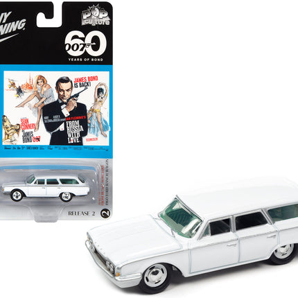 1960 Ford Ranch Wagon White 007 James Bond "From Russia With Love" (1963) Movie "Pop Culture" 2022 Release 2 1/64 Diecast Model Car by Johnny Lightning