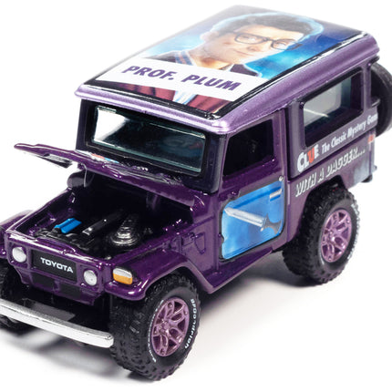 1980 Toyota Land Cruiser Purple Metallic "Modern Clue Professor Plum" with Poker Chip Collector's Token "Pop Culture" 2022 Release 3 1/64 Diecast Model Car by Johnny Lightning