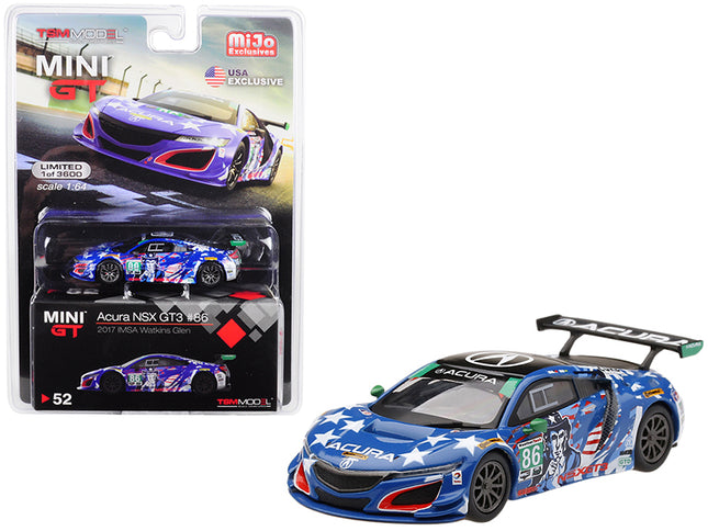 Acura NSX GT3 #86 "Uncle Sam" 2017 IMSA Watkins Glen Limited Edition to 3600 pieces Worldwide 1/64 Diecast Model Car by Mini GT