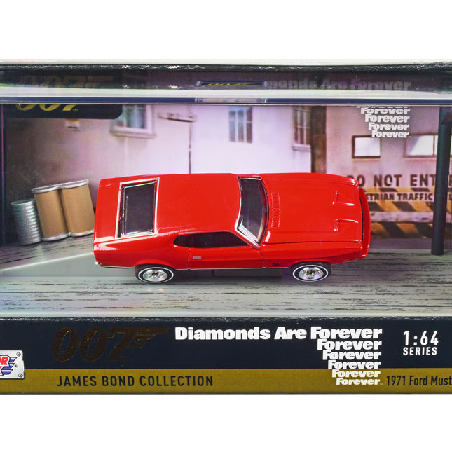 1971 Ford Mustang Mach 1 Red James Bond 007 "Diamonds are Forever" (1971) Movie with Display 1/64 Diecast Model Car by Motormax