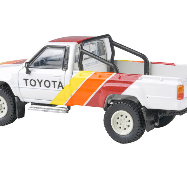 1984 Toyota Hilux Pickup Truck White with Stripes "TRD Ironman" 1/64 Diecast Model Car by Paragon Models