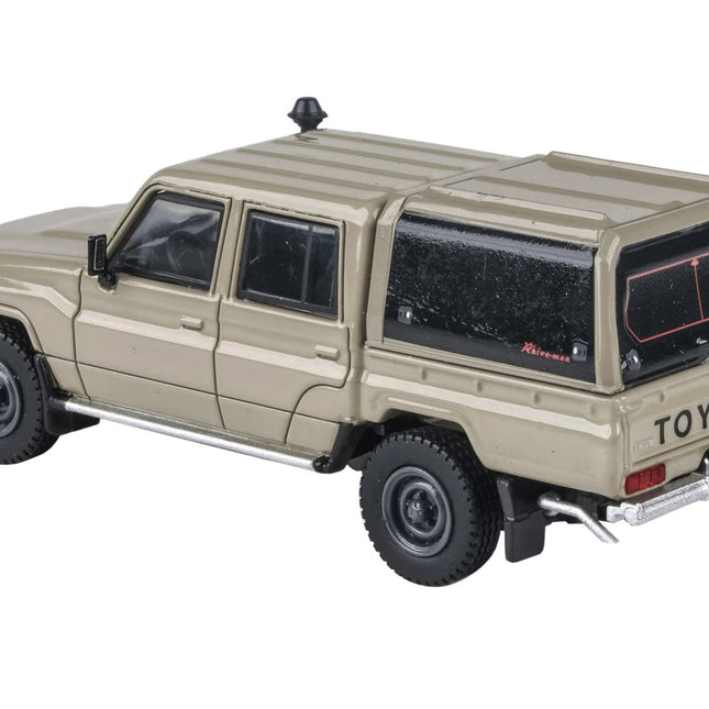 2014 Toyota Land Cruiser LC 79 Pickup Truck Sandy Taupe with Camper Shell 1/64 Diecast Model Car by Paragon Models