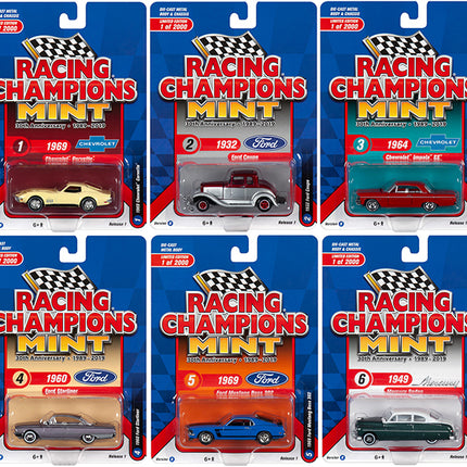 2019 Mint Release 1 "30th Anniversary" (1989-2019) Set B of 6 Cars Limited Edition to 2000 pieces Worldwide 1/64 Diecast Models by Racing Champions