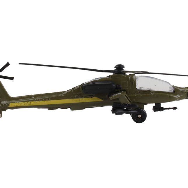 Boeing AH-64 Apache Helicopter Olive Drab "United States Army" with Runway Section Diecast Model by Runway24