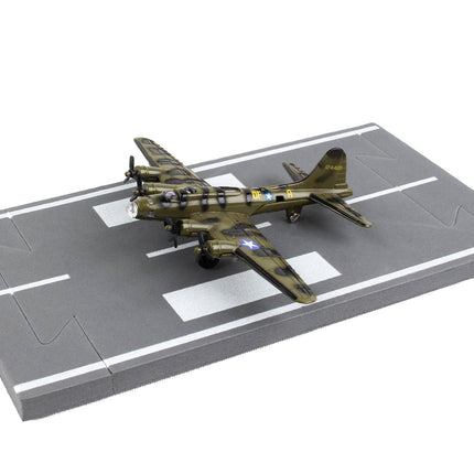 Boeing B-17 Flying Fortress Bomber Aircraft Olive Green Camouflage "United States Army Air Force" with Runway Section Diecast Model Airplane by Runway24