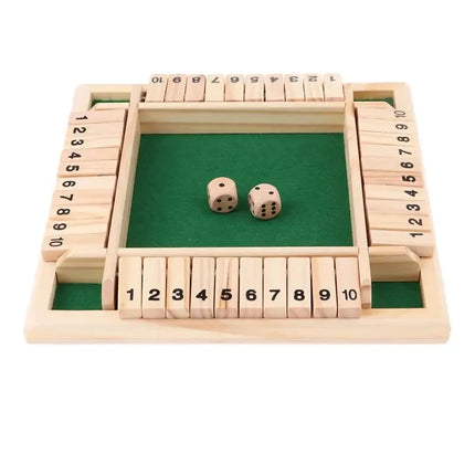 Deluxe Four-Sided Shut The Box Board Game Set for Adults & Families