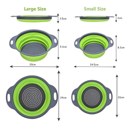 2PCS Silicone Folding Drainer Basket - Foldable Colander for Kitchen