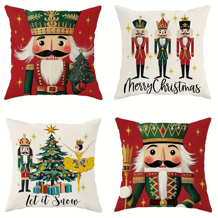 Christmas Nutcracker Pillowcase Merry Xmas New Year Sofa Cushion Cover