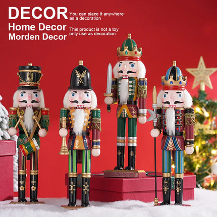 30CM Wooden Nutcracker Soldier Figures Christmas Decorations Gifts 2024