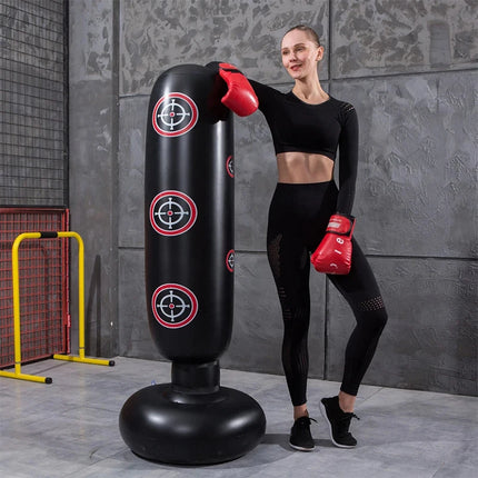 Inflatable Boxing Punching Bag Muay Thai Training Stand for Fitness & Relief