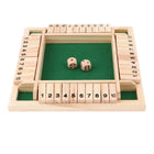 Deluxe Four-Sided Shut The Box Board Game Set for Adults & Families