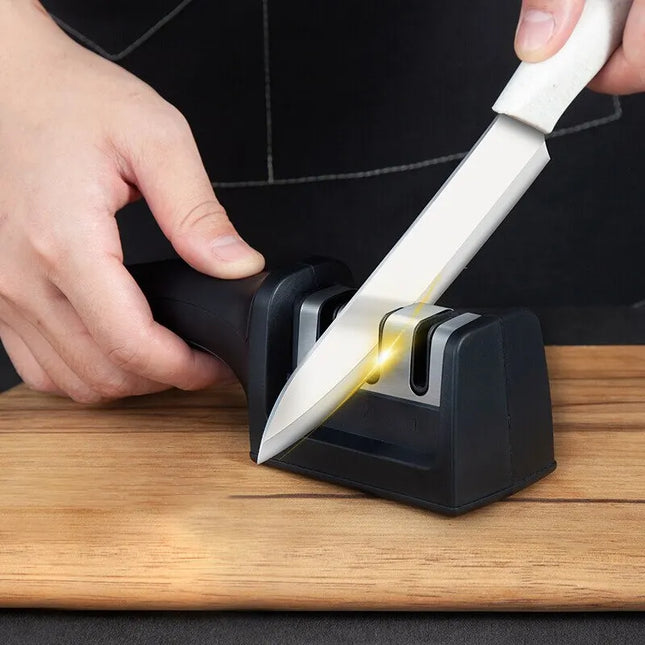 Black 3-in-1 Kitchen Knife Sharpener for Handheld Precision