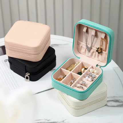 Portable Mini Leather Jewelry Storage Box for Travel & Display