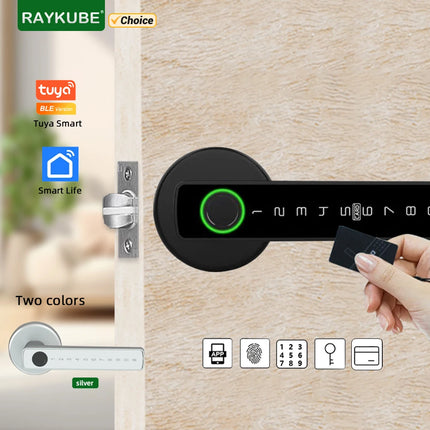 RAYKUBE Tuya BLE Fingerprint Door Lock – Smart Digital Lock with Multiple Unlock Options