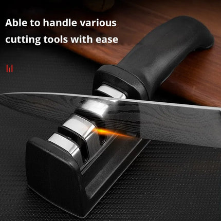 Black 3-in-1 Kitchen Knife Sharpener for Handheld Precision