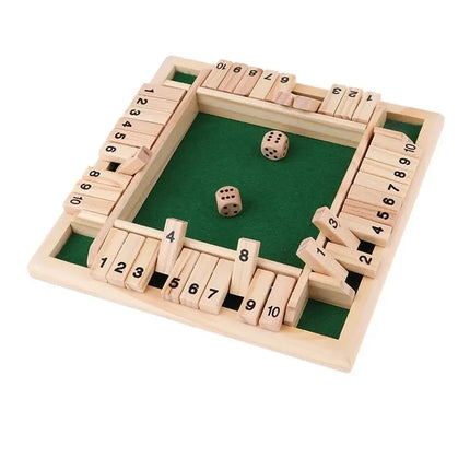 Deluxe Four-Sided Shut The Box Board Game Set for Adults & Families