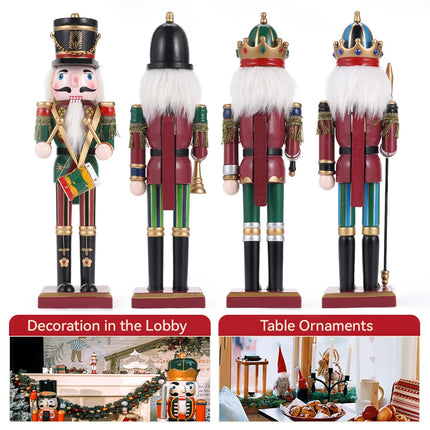 30CM Wooden Nutcracker Soldier Figures Christmas Decorations Gifts 2024