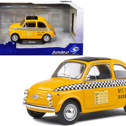 1965 Fiat 500 L "NYC Taxi" New York City Yellow 1/18 Diecast Model Car by Solido