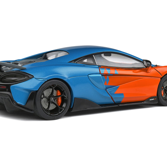 2019 McLaren 600LT Blue Metallic and Orange "Formula One Team Tribute" Livery 1/18 Diecast Model Car by Solido