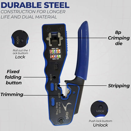 ZoeRax RJ45 Crimp Tool: Pass-Through Cutter & Crimper