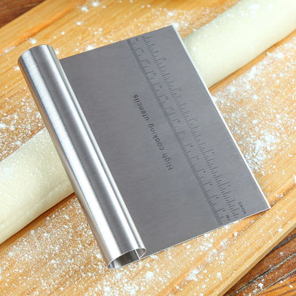 Stainless Steel Dough Scraper and Pizza Cutter with Measuring Scale