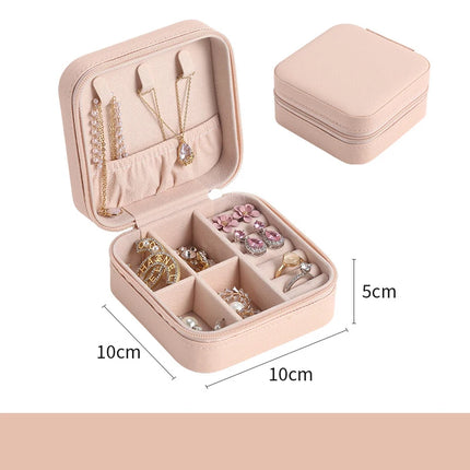 Portable Mini Leather Jewelry Storage Box for Travel & Display