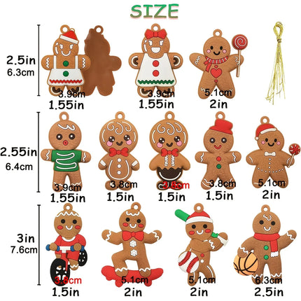 12pcs Christmas Gingerbread Man Ornaments for Tree Decor