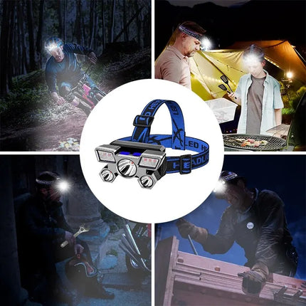 Powerful Rechargeable LED Head Flashlight for Fishing, Camping, Hiking, and Hunting