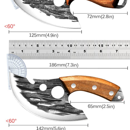 Hand Forged Boning Knife and Meat Cleaver with Wooden Handle