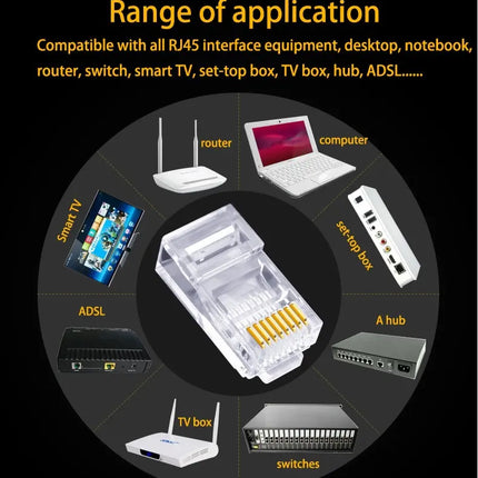 50 PCs RJ45 Cat6 Perforated Network Cable Connectors