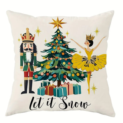 Christmas Nutcracker Pillowcase Merry Xmas New Year Sofa Cushion Cover