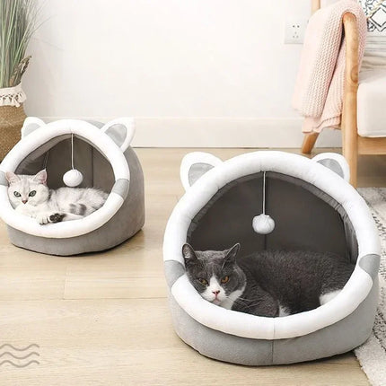 Cute and Comfortable Cat Nest House – Semi-Closed Cat Bed Cave