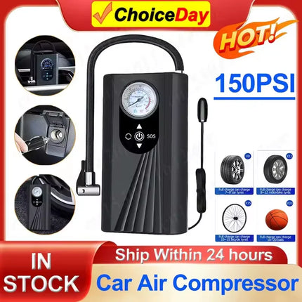 Portable Air Pump Compressor for Car, Motorcycle, Bike & Ball with Digital Display