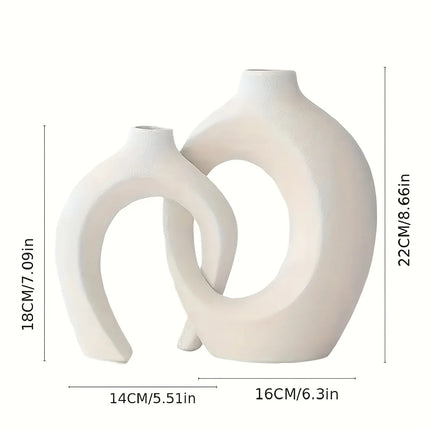 Set of 2 Hollow Nordic Modern Ceramic Vases for Stylish Home Decor